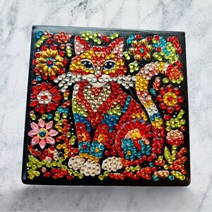 Hand Crafted Colorful Diamond Art Cat Note Box